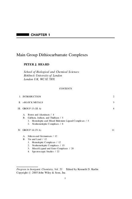 Main Group Dithiocarbamate Complexes